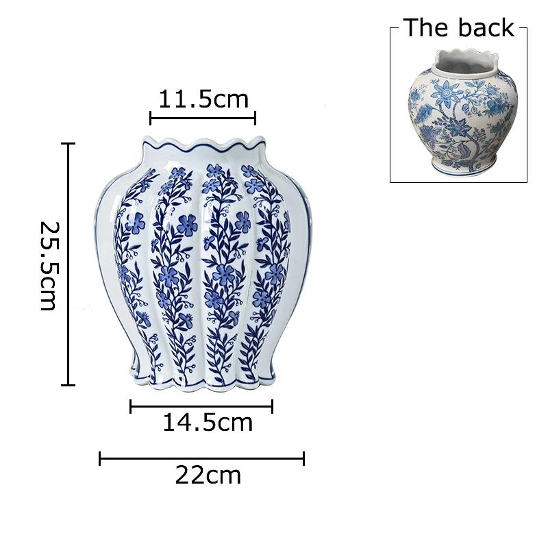 

Two-sided Blue and White Porcelain Vase Desk Decoration Flowers Arrangement Artificial Flower Decorative Home Floral Vases