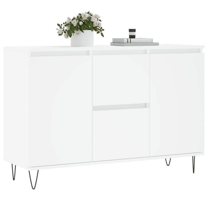 VidaXL Buffet, Armoire Latérale avec Pieds, Meuble de Rangement, Organisateur de Salon Salle de Séjour Intérieur, Blanc Bois 827204