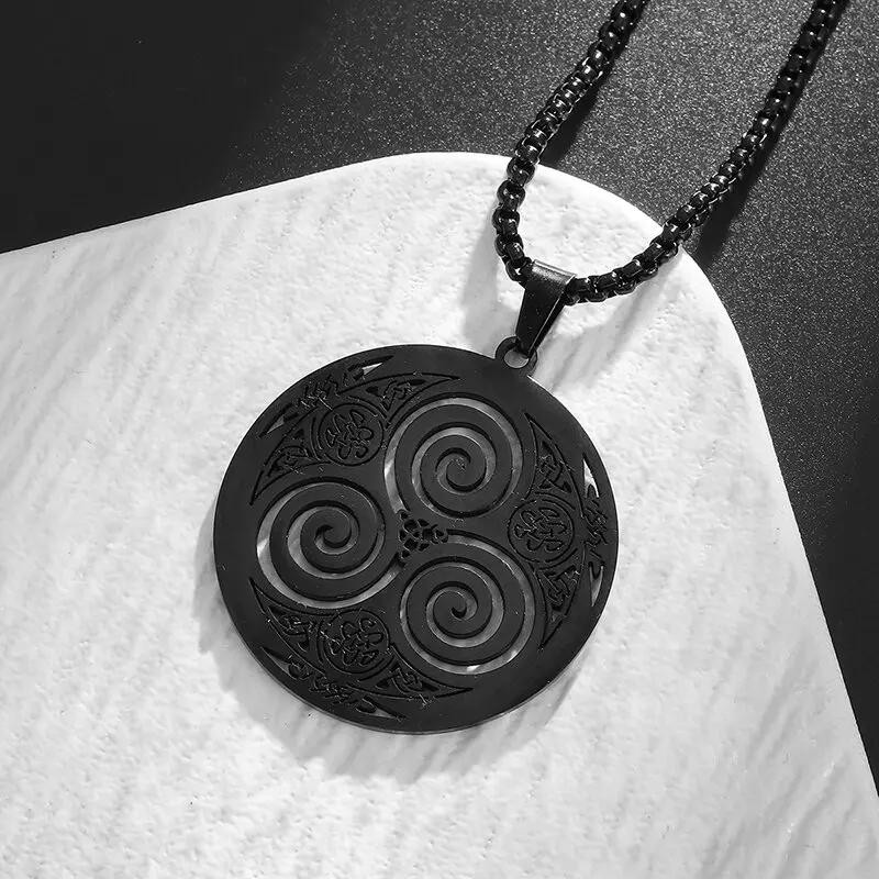 

Stainless Steel Witch Knot Celtic Knot Triple Helix Pendant Necklace for Men Women Fashion Hip Hop Lucky Gift