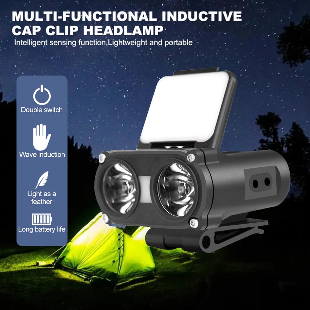 1200mAh Mini Cap Clip Headlamp 700LM TYPE-C Rechargeable Induction LED Light Waterproof LED Sensor Headlight Outdoor Lighting