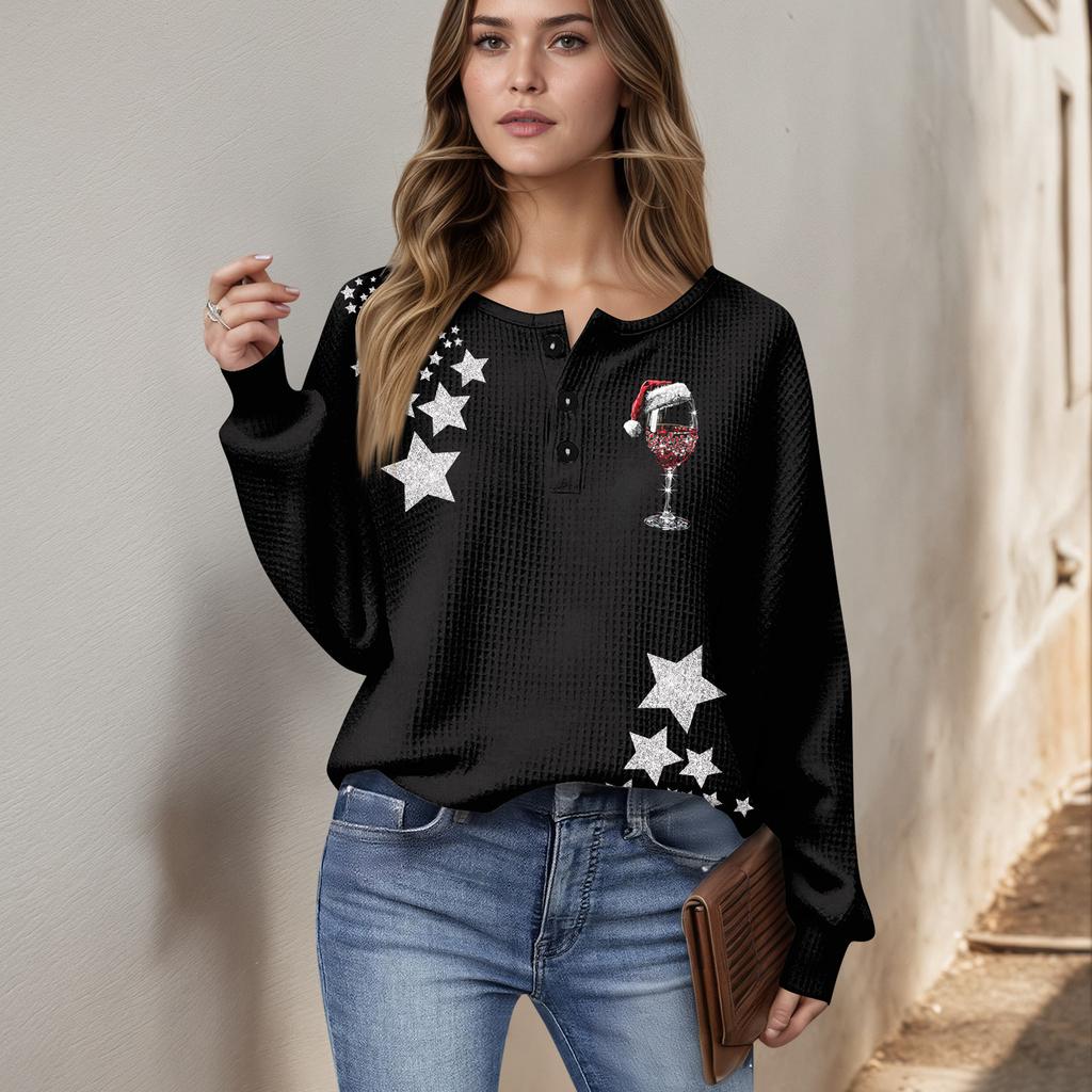 Women's Casual Shirts Long Sleeve Tops Button Up V Neck Loose Knit Fall Favorites For Women