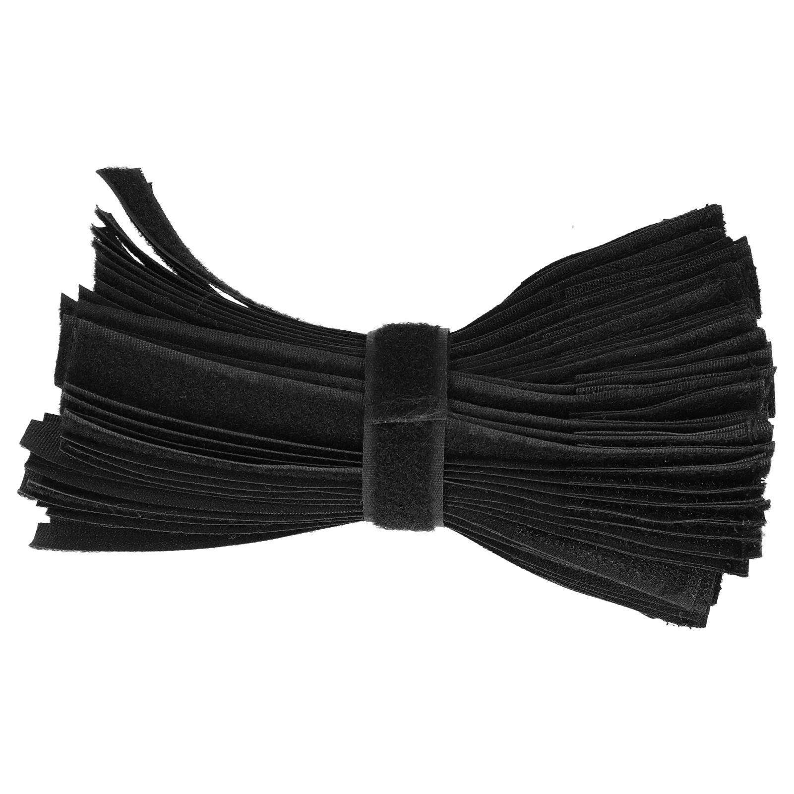 

50Pcs Hook and Loop Ties Black Integrated Burr Buckle Wire Extension Cable Fastener