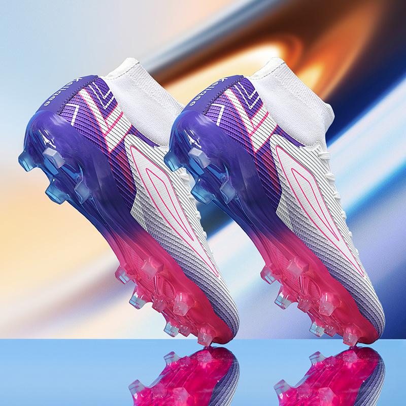 New seamless fly-woven high-top football shoes men's and women's spikes adult grass youth professional training shoes