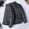 Quilted Cotton Jacket Men Solid Color Stand Collar Long Sleeve Coat with Zipper Placket and Pockets Casual Down Jacket