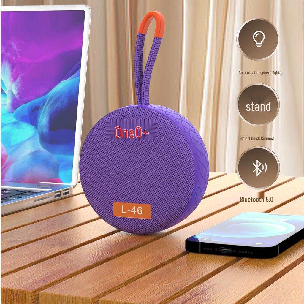 L-46 Portable Waterproof Bluetooth Speaker with Fabric Design, Mini Size, HIFI Sound, Sports-Ready, and Atmosphere Light