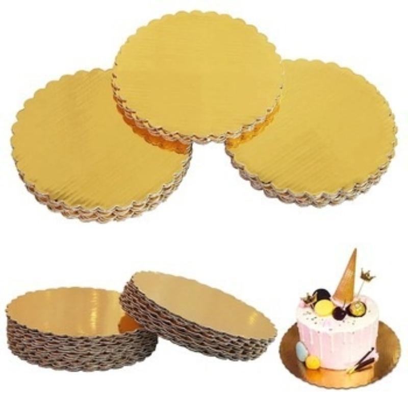 10 Pcs Cake Boards With White Golden Cake Rings, Cardboard With 6/8/10/12 Inch Cake Base, Suitable For Baking Cakes