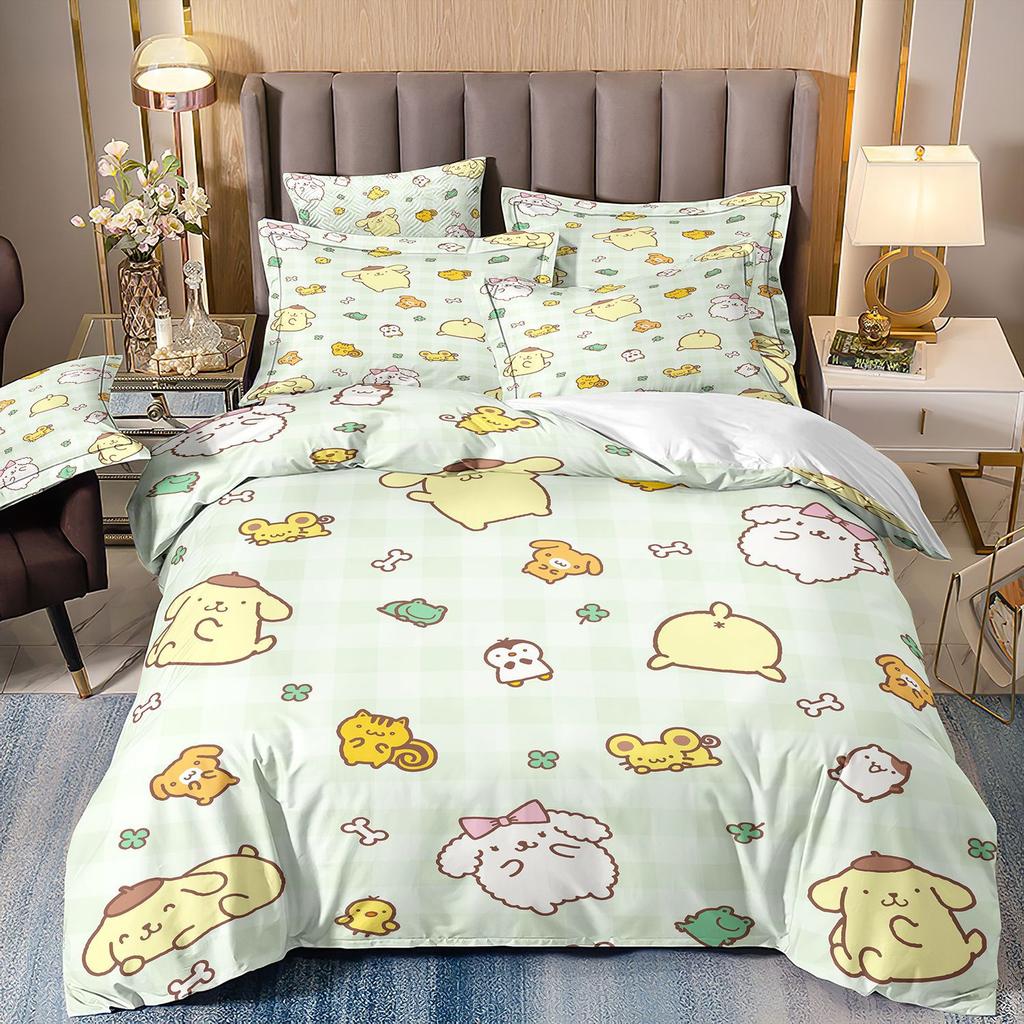 3D Digital Printing Cartoon Animation Children'S Bedding Pudding Dog Three-Piece Set