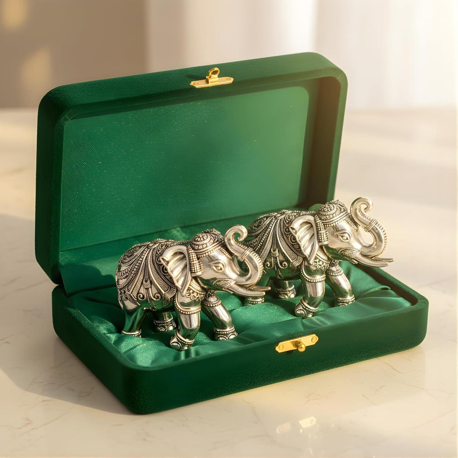 

Elephant Idol Pack of 2 | 2 Inch Vastu & Good Luck Showpiece for Home Decor, Mandir & Pooja Room | Auspicious Gifting Choice