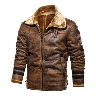 Manteau ample en cuir et daim en peluche pour hommes, grande taille, hiver