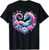 Fantasy Cute Dragon Heart Flowers T-Shirt
