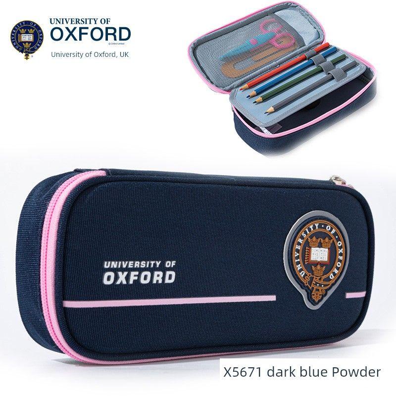 

New Arrival Oxford University Pencil Case Kids Elementary School Boy Stationery Case Large Capacity Storage Lightweight Girls Pencil Bag X5671 dark blue Powder