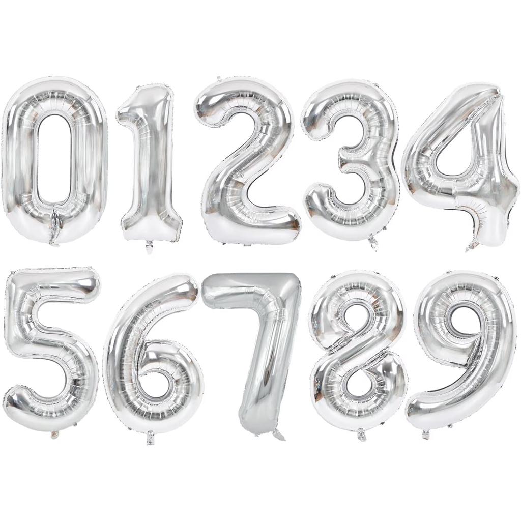 Number Balloons 16 Inch 0-9 Number Mylar Foil Balloons 10 Pcs Custom Digital Balloons For Birthday Party Engagement Graduations Anniversary Baby S