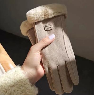 Winter-Plüschhandschuhe, verdickt, warmes Wildleder, elegante Damenhandschuhe, Touchscreen-Handschuhe für den Winter