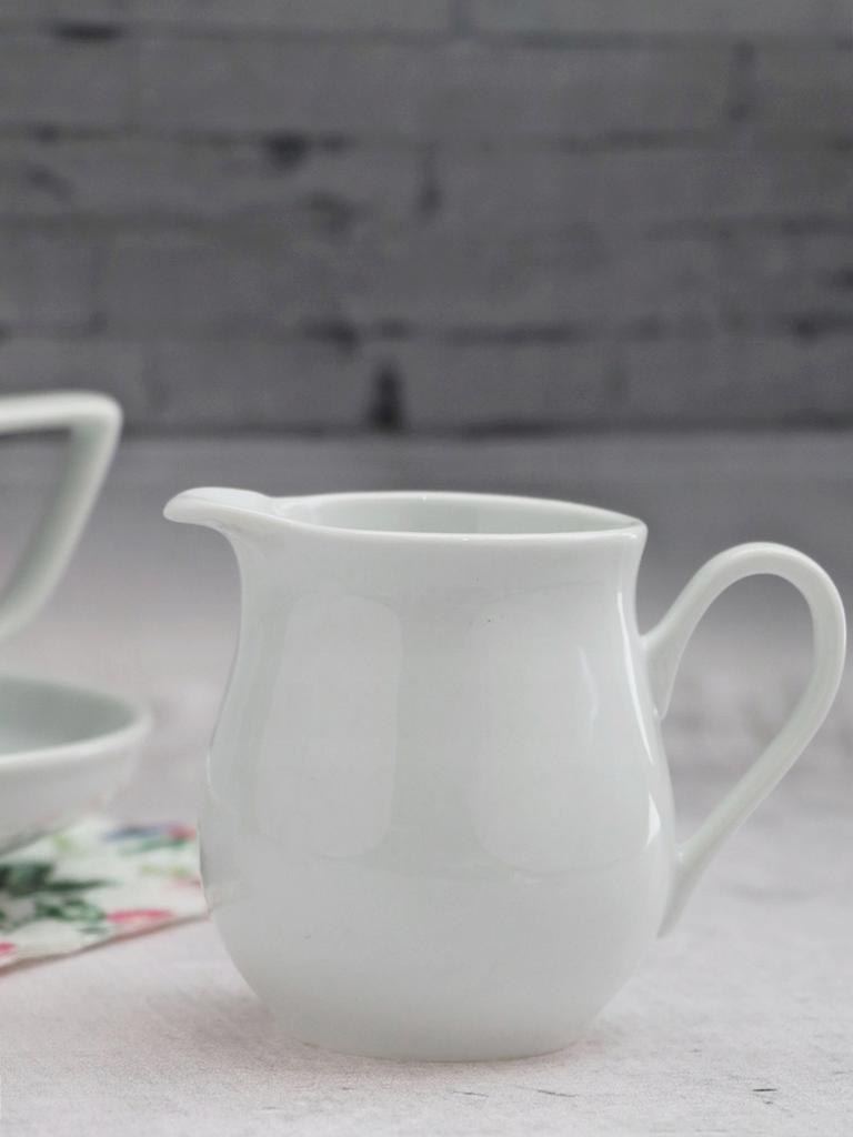 Sugar Bowl And Milk Cream Jug 280 Ml White Porcelain Set