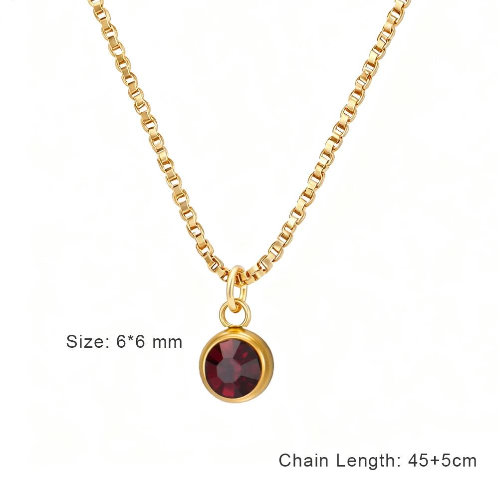 Clear Zircon 12 Month Birthstone Charm Necklace for Women Stainless Steel Thin Box Chain Necklace Jewelry Birthday Gift 2026