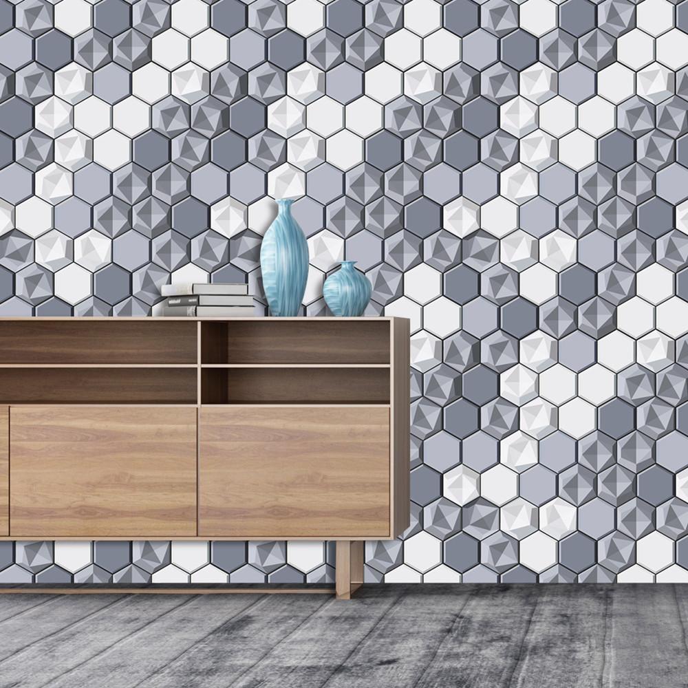 Modern Geometric Vinyl Self-Adhesive Peel And Stick Wallpaper - Bedroom Living Room Decor Sticker for Home Wall Design