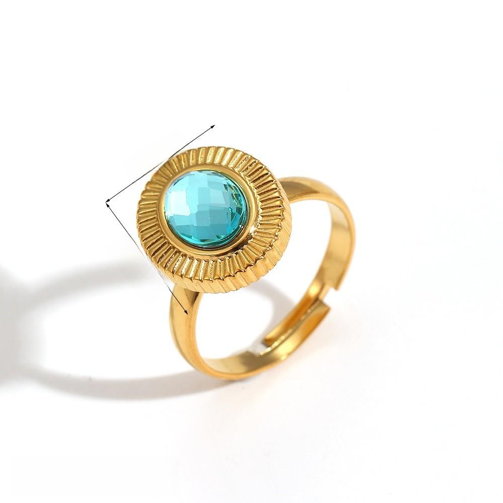 Geometric Titanium Steel Ring For Women With Zircon Stone Elegant Fashion Jewelry