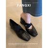 Sheepskin Ballet Cross Strap Shoes High Heels Women's Head Mary Jane Shoes Thick Heel Single Shoes