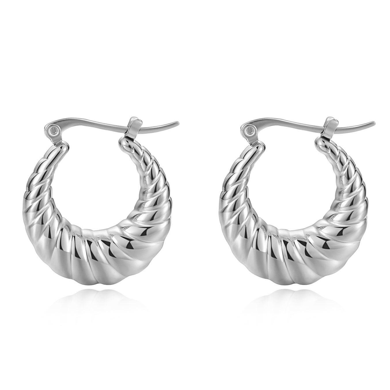 VQYSKO Серьги-кольца из нержавеющей стали с PVD-покрытием высокого класса, полые серьги-кольца массивного золотого цвета с резьбой, эффектные серьги для женщин