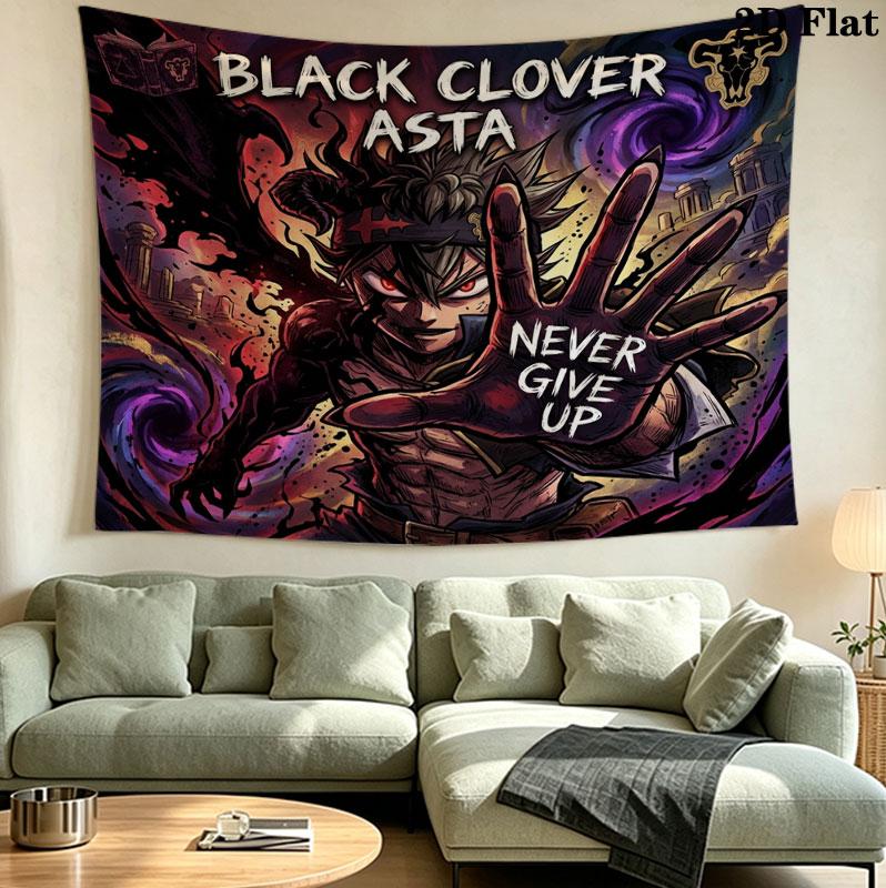 Black Clover Gobelin Ścienny Estetyczny Wiszący na Ścianę Tkanina Drukowana Koc Dekoracyjne Gobeliny Do Sypialni Salonu Wystrój Domu