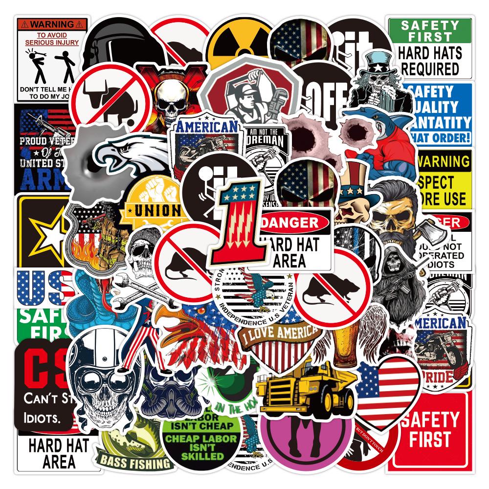 50-Piece Set: Waterproof Graffiti Stickers for Electrician and Welder Safety Helmets
