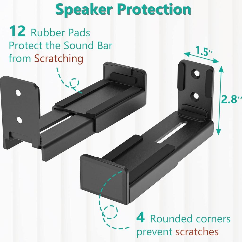 Universal Metal Speaker Wall Mount Bracket Anti Vibration Silicone Pad Easy Setup Stable for Bluetooth-compatible Sound Systems