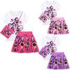 3pcs/set Kids Girls Lily Lovebraids Print Short Sleeves T-Shirt Skirt Bag Clothes Sets