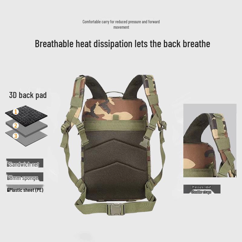 45L Camouflage Tactical Sports & Mountaineering Backpack: Large Capacity 3P Assault Pack