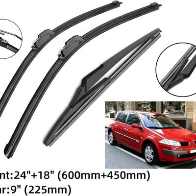Für Renault Megane 2 2002-2006 24 + 18 + 9 Scheibenwischer vorne und hinten Wischerblätter