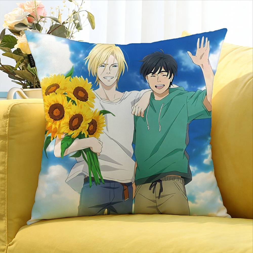 Banana Fish Anime Verschiedene Größen Quadratische Kissenhülle Für Auto Haus Schlafzimmer Dekoration