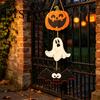 Indoor Party Atmosphere Sign Halloween Wooden Hanging Ornament, Jack-o'-Lantern Ghost Bat 3-Tier String Door Hanger, Cute Easy Install Hemp Rope Wood