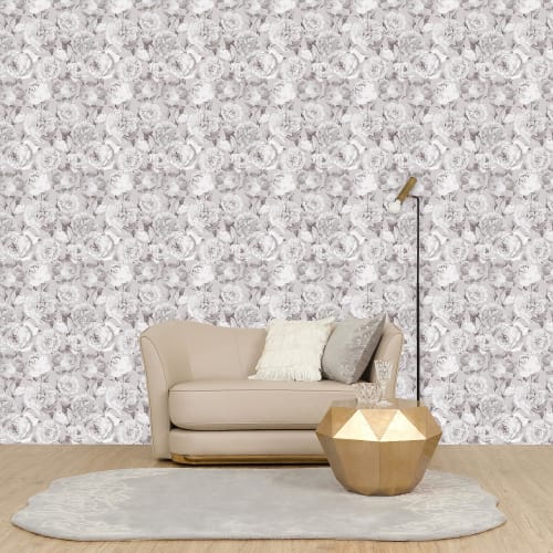 Francfranc Removable Wallpaper, Peony, 45cm x 250cm, Gray