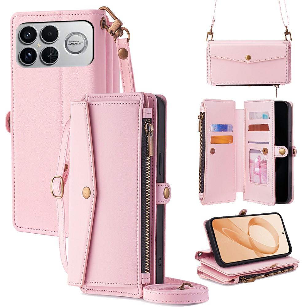

For Xiaomi Poco F8 Ultra/Redmi K90 Pro Max 5G Case Card Slots Zipper Purse PU Leather Phone Cover with Shoulder Strap