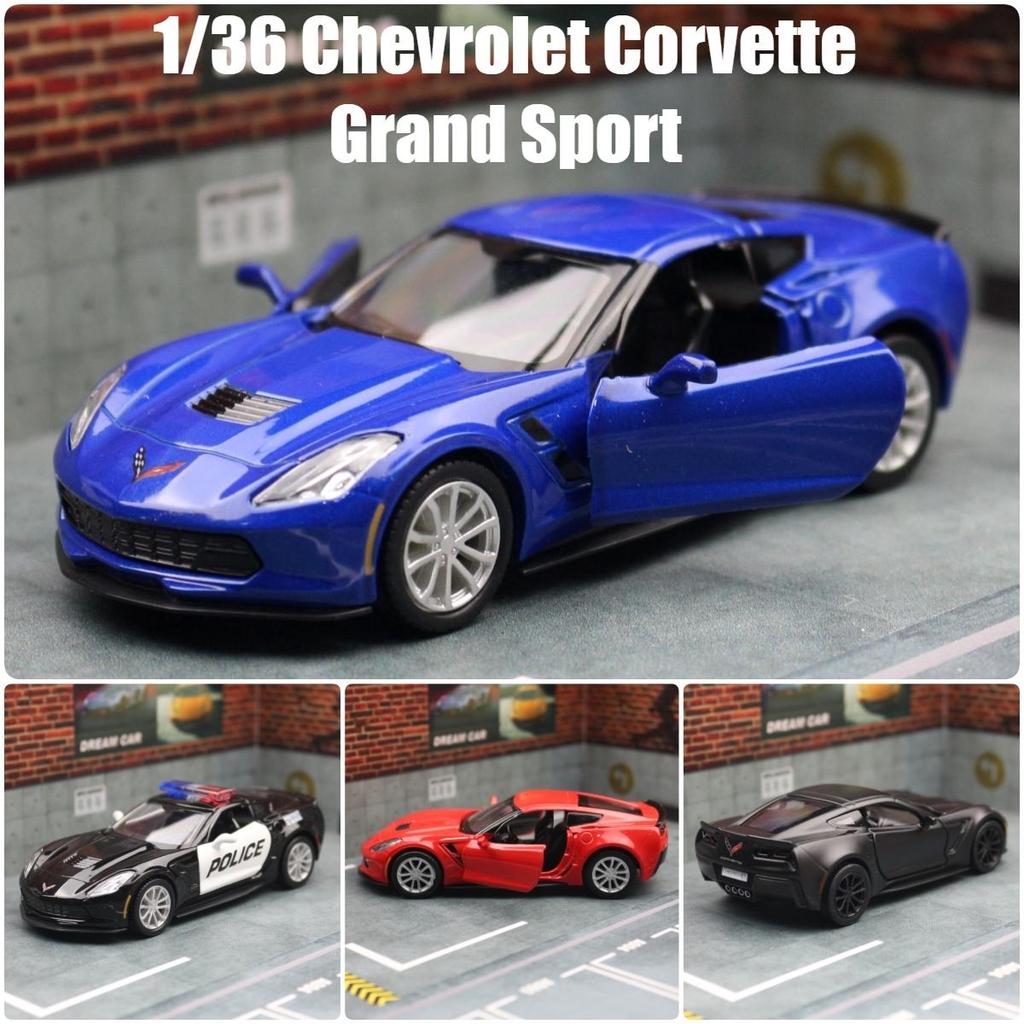 Chevrolet Corvette C7 Grand Sport Simulation Diecast & Toy Vehicle Pull Back Car & Doors Open RMZ City 1:36 Alloy Supercar Model