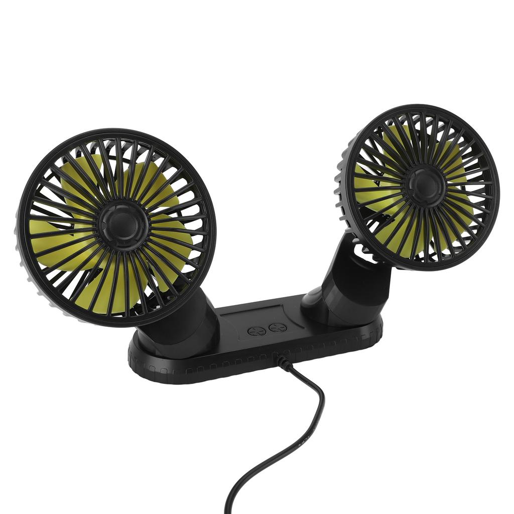 Car Fan Portable Dual Head Electric Vehicle Mounted USB 360 Degree Rotation Auto Cooling Fan for