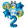 6 Stück Familie Bluey Aluminiumballon Cartoon Bingo Aktivität Spielzeug Blau Gold Stern Ballon Dekoration Sammlung Geburtsdatum Feier Babyparty Zubehör