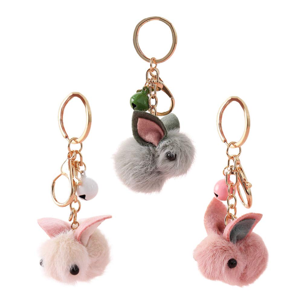 

[POPETPOP] Set of 3 Rabbit Keychains, Plush Bunny Bag Pendants, Compact Keychains, Perfect Gift