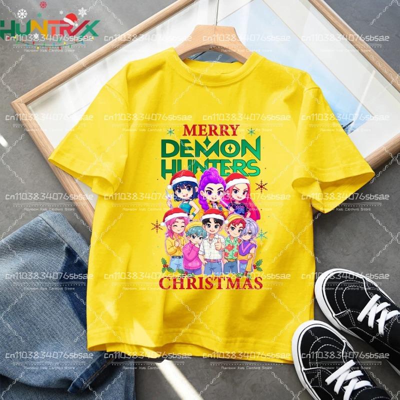 2025 Movie KPop Demon Hunters Christmas T-shirt Summer Short Sleeve Tee for Casual Loose Girl Boy Graphic Printed Tops Gift