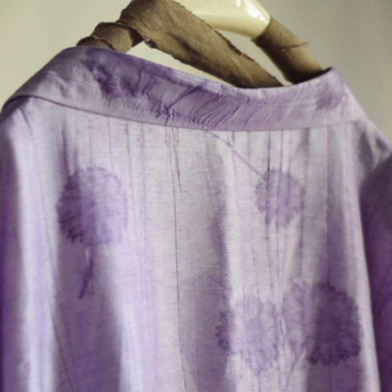 Johnature Women Vintage Jacquard Shirts Tops Turn-down Collar Seven Sleeve Cloths Summer Loose Mid-length Shirts