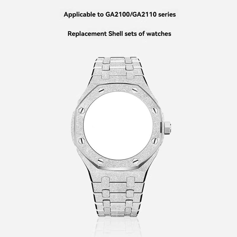 Voor Casio G-SHOCK Farm Oak GA2100/GA2110 Roestvrij Staal 316L Frost Goud Band Set GA-2100 GA-B2100 Metalen Kast Band Armband