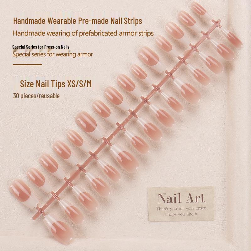 New Year High-End French White Blush Manicure: Wearable Whitening Nail Pieces