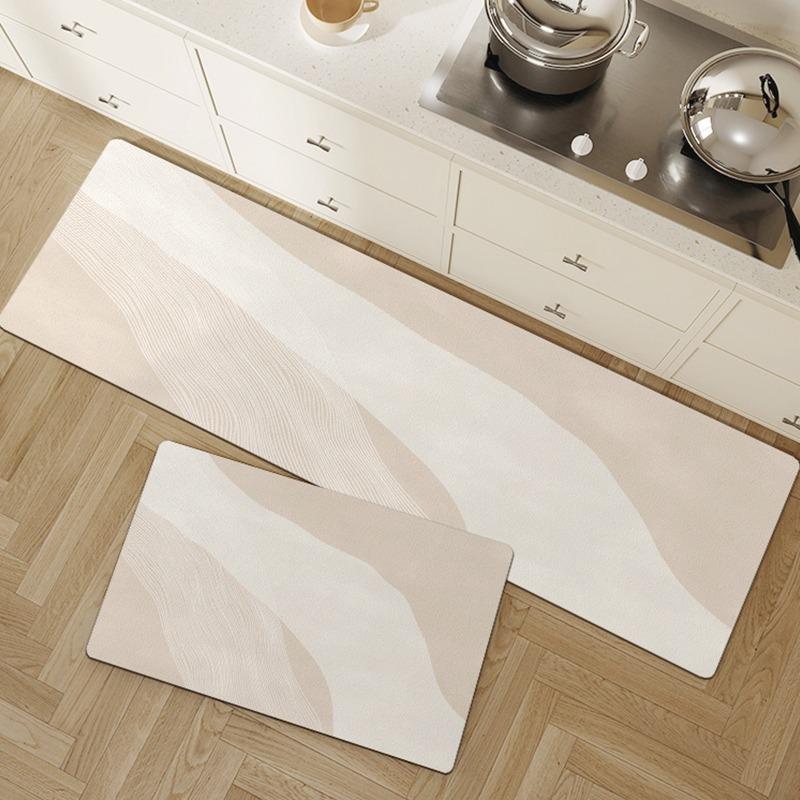 Rug For Kitchen Floor Mat Pvc Waterproof Leather Foot Mats Oil-Proof Non-Slip Long Carpet Simple Lines Home Decoration Rugs