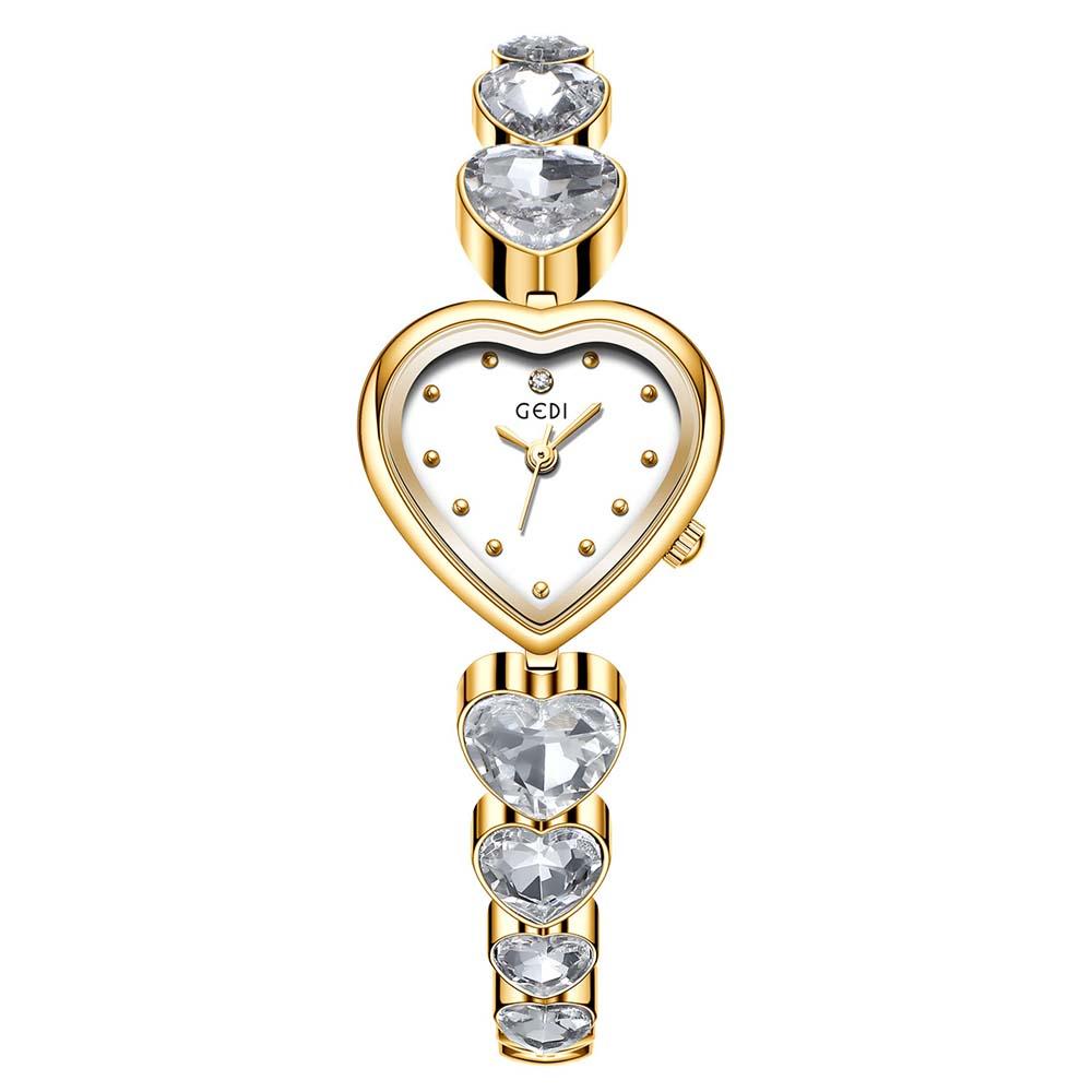 GEDI Heart-Shaped Women's Quartz Wristwatch Gem-Set Heart-Shaped Bracelet New Ladies' watch Dress Watch Gifts relogio feminino