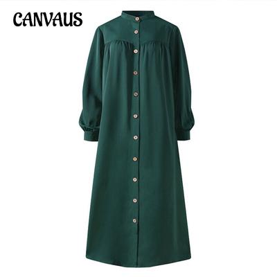 Women's Spring and Autumn Long-sleeved Dress Plus Size Casual Temperament Collar Clothes Splicing Dresses