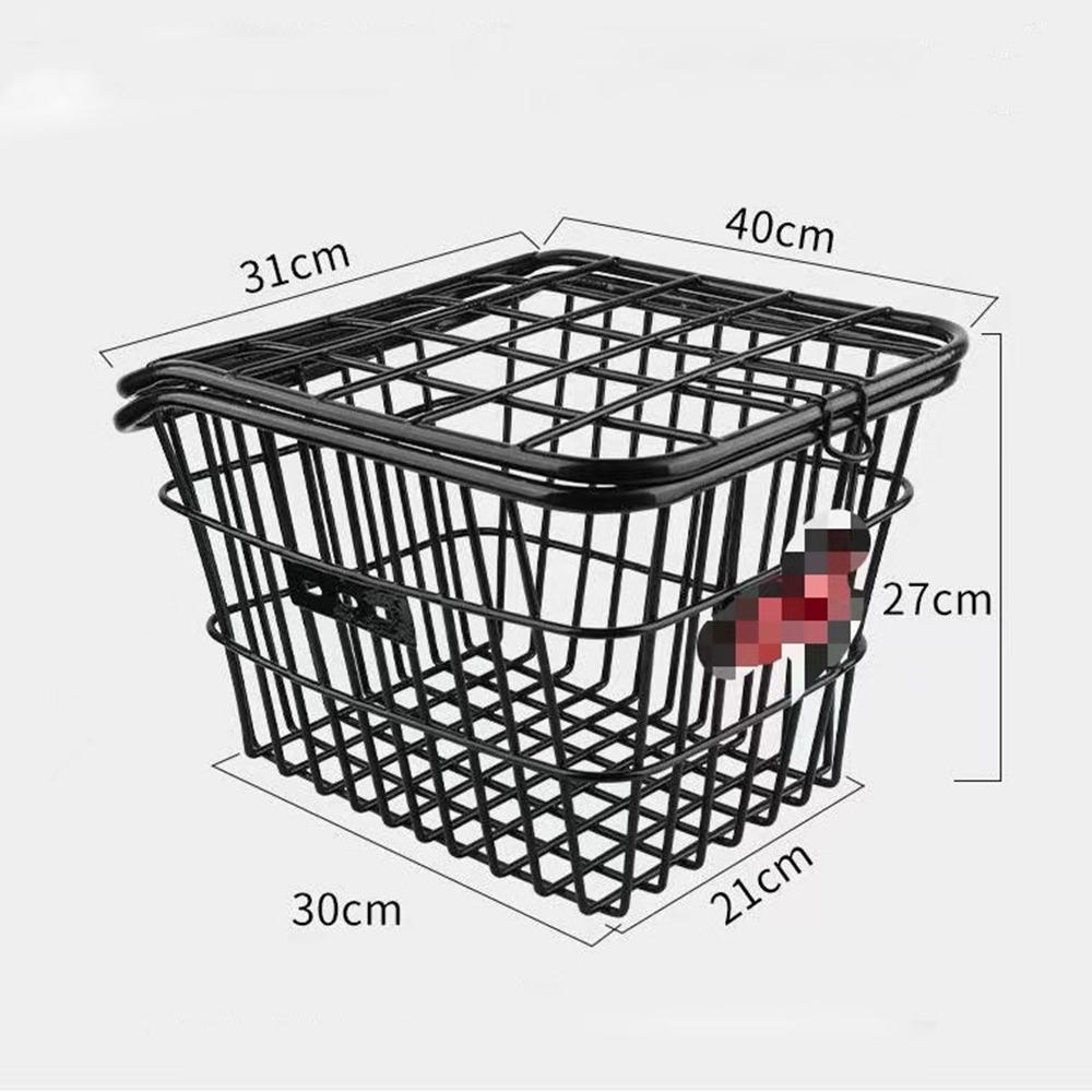 Easy To Install Bicycle Rear Basket Fixed Durable Metal Mountain Bike Basket Black/Silver Adjustable Enlarged Bike Basket