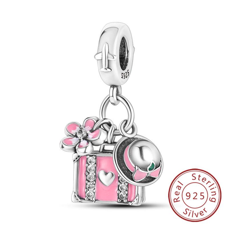 Neuer Kupfer-Charm Flugzeug Kamera Koffer Liebe Reisen Leben DIY Perlen Passend für Original-Charms Armband Schmuck