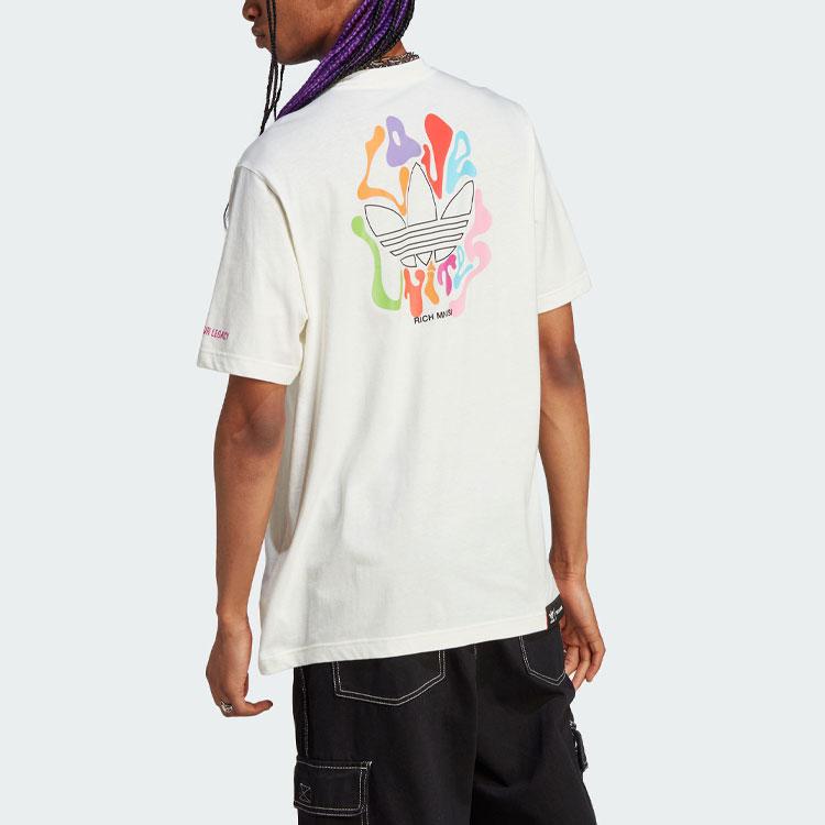 Adidas Originals X Pride RM Graphic American Retro Logo Print Loose Fit Short Sleeve T-Shirt Men Tops Han-Jade-White IU0055