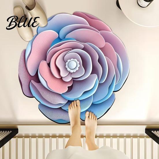 Realistic Decorative Rug Shape Entrance Absorbent Non-Slip Bath Mat 3D Flower Floor Three-dimensional for Living