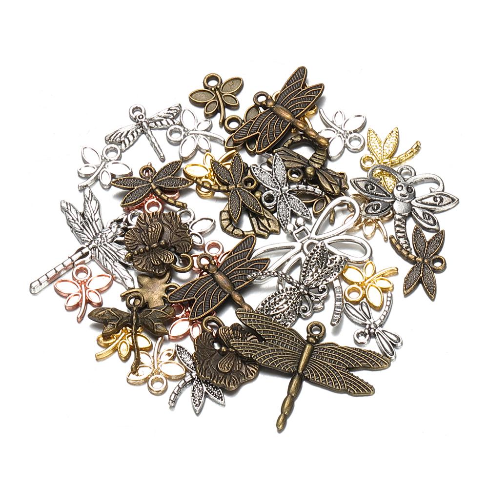 

50g Mixed Dragonfly Metal Charms Pendants Vintage Antique Bronze Bracelets Necklace for DIY Jewelry Making Handmade Accessories Weight 50g