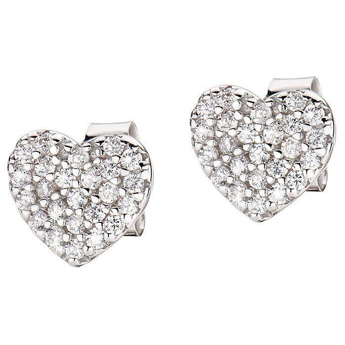 Boucles d'oreilles - AMEN - Coeur - Argent 925 - Zircons - Femme